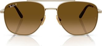 Ray-Ban 59mm Polarized Square Sunglasses in Gold Flash at Nordstrom
