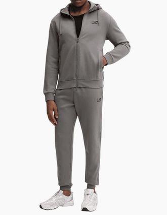 Emporio Armani Mens Core ID Zip Hooded Grey Cotton Tracksuit - Size: XXL
