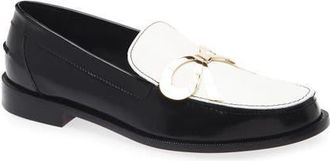 Giambattista Valli Bow Two-Tone Loafer in Black/Ivory/Gold 9901 at Nordstrom, Size 11Us