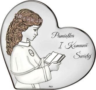 OEM Cuadro En Plata Para Ni&ntilde;a Como Recuerdo De Su Primera Comuni&oacute;n De Su Madrina + Grabado Ds156-ca 8 X 7 Cm