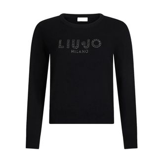 Liu Jo Round-neck Knitwear, female, Black, M, Maglia Better con logo