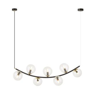Wonderlamp L&aacute;mpara colgante con estructura curvada y 7 esferas transparentes
