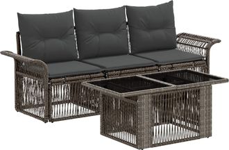 vidaXL Conjunto De Sof&aacute;s De Jard&iacute;n 4 Uds. Gris Y Gris Oscuro Vidaxl