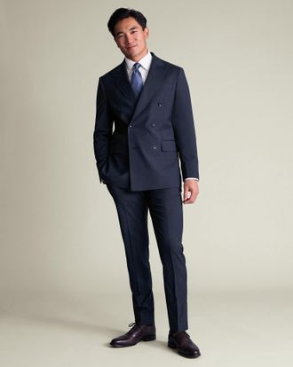 CHARLES TYRWHITT Italian Suit Trousers - Steel Blue Size 38/32 by Charles Tyrwhitt