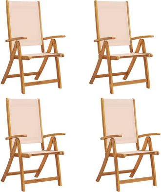 vidaXL Vidaxl - Sillas de jardín plegables 4 uds madera maciza acacia textileno