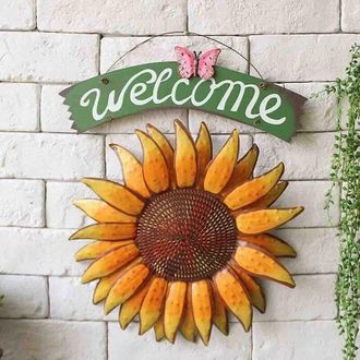 OEM Letrero De Bienvenida De Metal Para Puerta, Para Colgar En La Pared, Dise&ntilde;o De Girasol, Para Puerta Principal, Corona, Decoraci&oacute;n Para El Hogar, Porch
