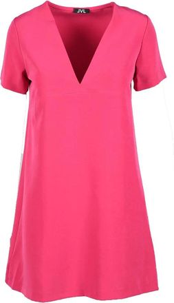 Lvl Level Vibes Level Fuchsia V-Neck Polyester Mini Dress