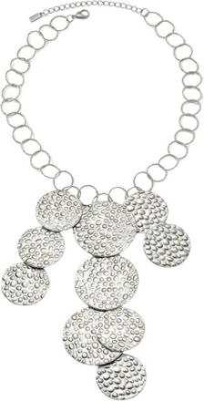 Dansk Copenhagen Accessoires, Dames, Grijs, ONE Size, Vilja Waterproof Silver Stainless Steel Short Statement Necklace - Hammered/Polished Finish