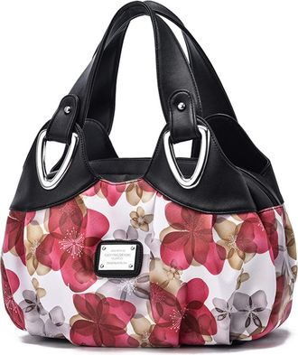 Generic Elegant Handbags for Women - PU Leather Top-Handle Bag with Large Capacity | Floral Design - Fashion Ladies Handbags