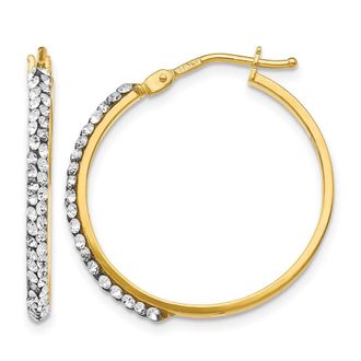 Diamond2Deal 14K Yellow Gold Crystals Round Hoop Earrings