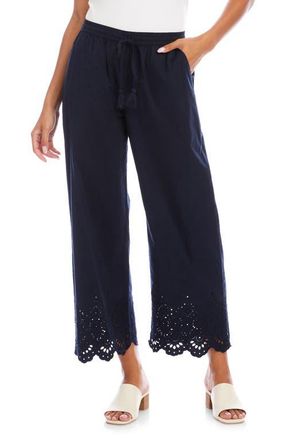 Karen Kane Scallop Edge Straight Leg Ankle Pants in Navy at Nordstrom, Size X-Small