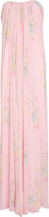 LoveShackFancy Loveshackfancy Emara Floral Strapless Chiffon Maxi Dress - Pink - 10 (UK14 / L)