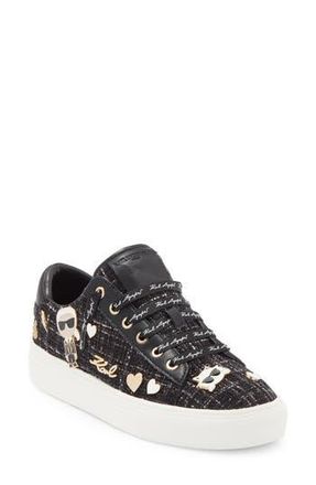 Karl Lagerfeld Cate Pins Lace-Up Sneaker in Black/White at Nordstrom Rack, Size 5.5