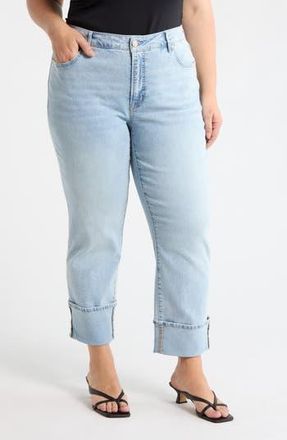 Seven 7 High Waist Straight Leg Cuffed Hem Jeans in Free Spirit at Nordstrom Rack, Size 18W