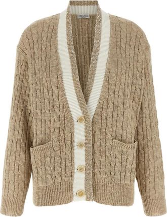 Brunello Cucinelli Beige Braided Cardigan