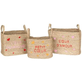 Atmosphera Lote De 3 Cestas Infantiles Neree En Forma De Coraz&oacute;n L28 33 38cm - Atmosphera Cr&eacute;ateur DInt&eacute;rieur