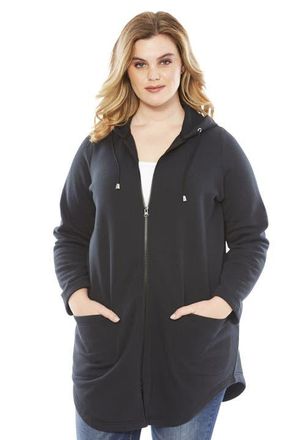 Roaman's Fleece Zip Hoodie Sweatshirt in Black at Nordstrom, Size Medium