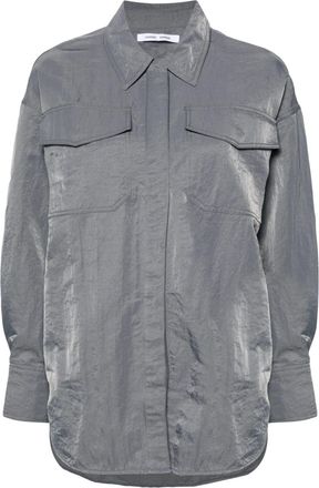 Sams&oslash;e & Sams&oslash;e Gira press-stud crinkled shirt - women - Recycled Polyamide - S - Grey