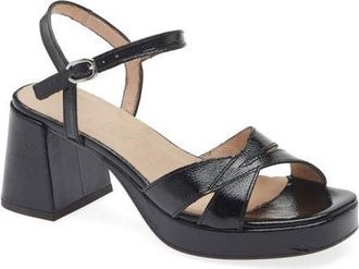 Wonders Ankle Strap Platform Sandal in Lack Black at Nordstrom, Size 9.5-10Us