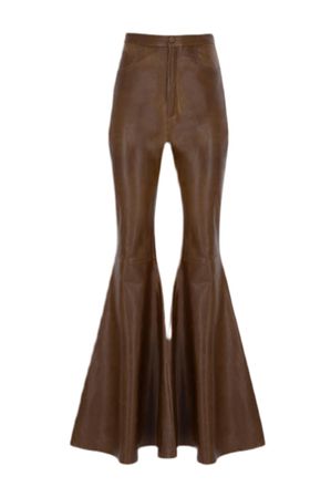 Zeynep Arcay Women Flare Leather Pants In Rust