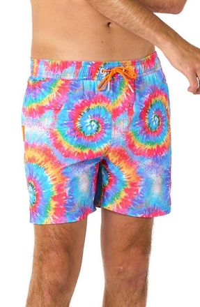 OppoSuits Mr. Tie Dye Swim Trunks in Blue Multi Tie Dye at Nordstrom, Size Xx-Large
