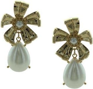 Olivia Welles Kate Crystal Teardrop Flower Earrings in Gold /White at Nordstrom Rack