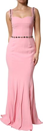 Dolce & Gabbana Pink Crystal Sheath Mermaid Long Gown Womens Dress (Pre-Owned)