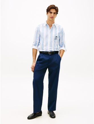 Tommy Hilfiger Mens Relaxed Light Wool-Blend Seersucker Pant - Navy - 29W x 30L