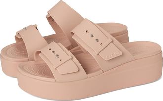 Crocs Brooklyn Buckle Low Wedge Womens Shoes Pink Caramel : 10 M