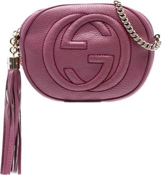 Gucci 2016-2025 Soho mini-crossbodytas van bewerkt kalfsleer met ketting - Roze
