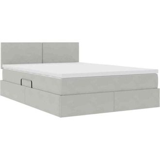 vidaXL Bed with Mattress with LED Light Grey 140 x 200 cm Velvet vidaXL