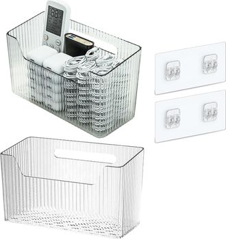 OEM Juego De 2 Cajas De Almacenamiento, Organizador De Ducha De Pared, Organizador De Ducha Apilable De Pl&aacute;stico Transparente, Organizador De Maquillaje, 