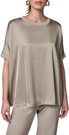 DKNY Satin Short Sleeve Top in Sandstone at Nordstrom, Size X-Small