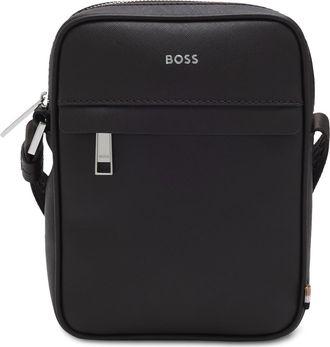 HUGO BOSS Zair Bonded Leather North/South Crossbody Bag in Darkest Brown at Nordstrom
