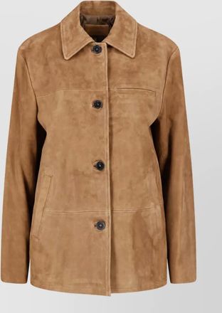 Low Classic leather single-breasted coat