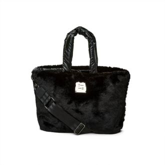 Think Royln Womens Duplex Reversible Faux Fur Tote Bag In Black