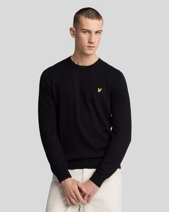 Lyle & Scott Cotton Merino Crew Neck Sweater in Jet Black at Nordstrom, Size Xx-Large