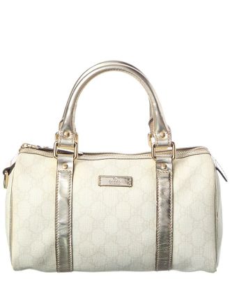 Gucci Silver And White Monogram Canvas Gg Tote (Authentic Pre-Loved)