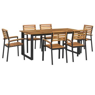 vidaXL Juego De Comedor De Jard&iacute;n 7 Pzas Madera Maciza Acacia Y Metal Vidaxl