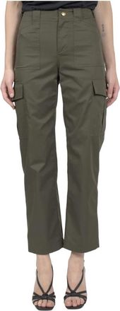 Celine Cargo Broek met Middelhoge Taille - Dames - Vrijetijds broeken - Groen - 2XS - Katoen - Broeken