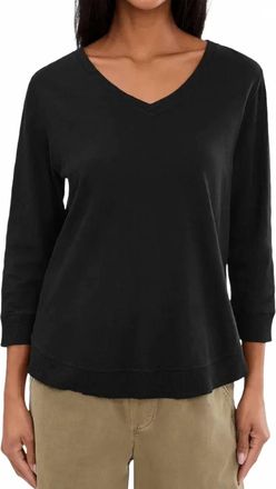 Elliott Lauren 3/4 Sleeve V-Neck Tee In Black