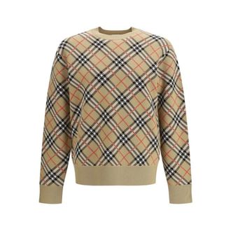 Burberry Sweatshirts, male, Beige, Size: XL Cotton Crewneck Sweatshirt