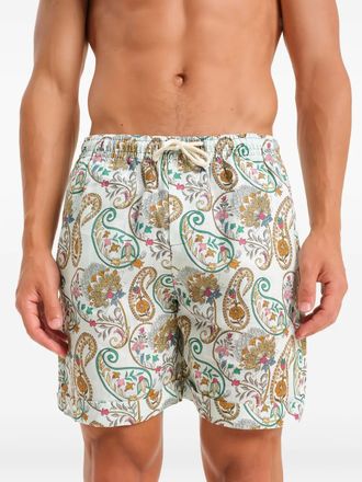 Peninsula paisley-print drawstring shorts - men - Linen/Flax/Cotton - S - Grey