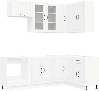 vidaXL Unidad De Cocina Lucca 8 Uds. Blanco Madera De Ingenier&iacute;a Vidaxl