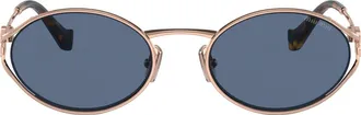 Miu Miu Miu Miu Logo Sunglasses, Woman, Blue Lenses