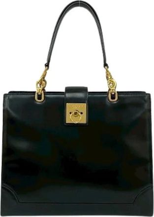 Celine Pre-owned Handbags, female, Black, Size: ONE SIZE Pre-owned Logo Calf Leather Handbag