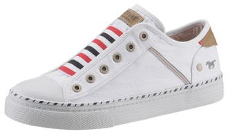Mustang Jeans Slip-On Sneaker MUSTANG SHOES Schlupfschuh, Freizeitschuh, Damen, Gr. 44, weiss (wei&szlig;), Textil, Schuhe Slip-On Sneaker, Slipper, Schlupfschuh, Freizei