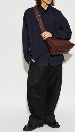 Marni Wool Shirt With Pocket, Mens, Navy Blue