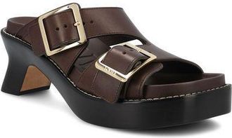 Loewe Womens Ease Leather Sandals - Dark Brown - Size EU 36