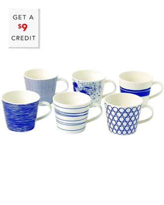 Royal Doulton Set Of 6 Pacific Porcelain Mugs With $9 Credit